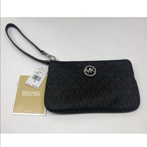 Michael Kors MK Fulton LARGE  Zip Wristlet Black